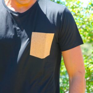Black T-shirt with cork pocket