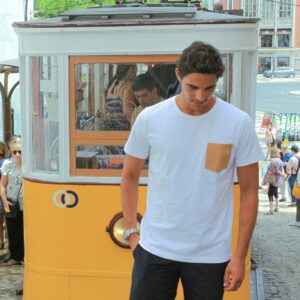 White T-shirt with cork pocket - Men